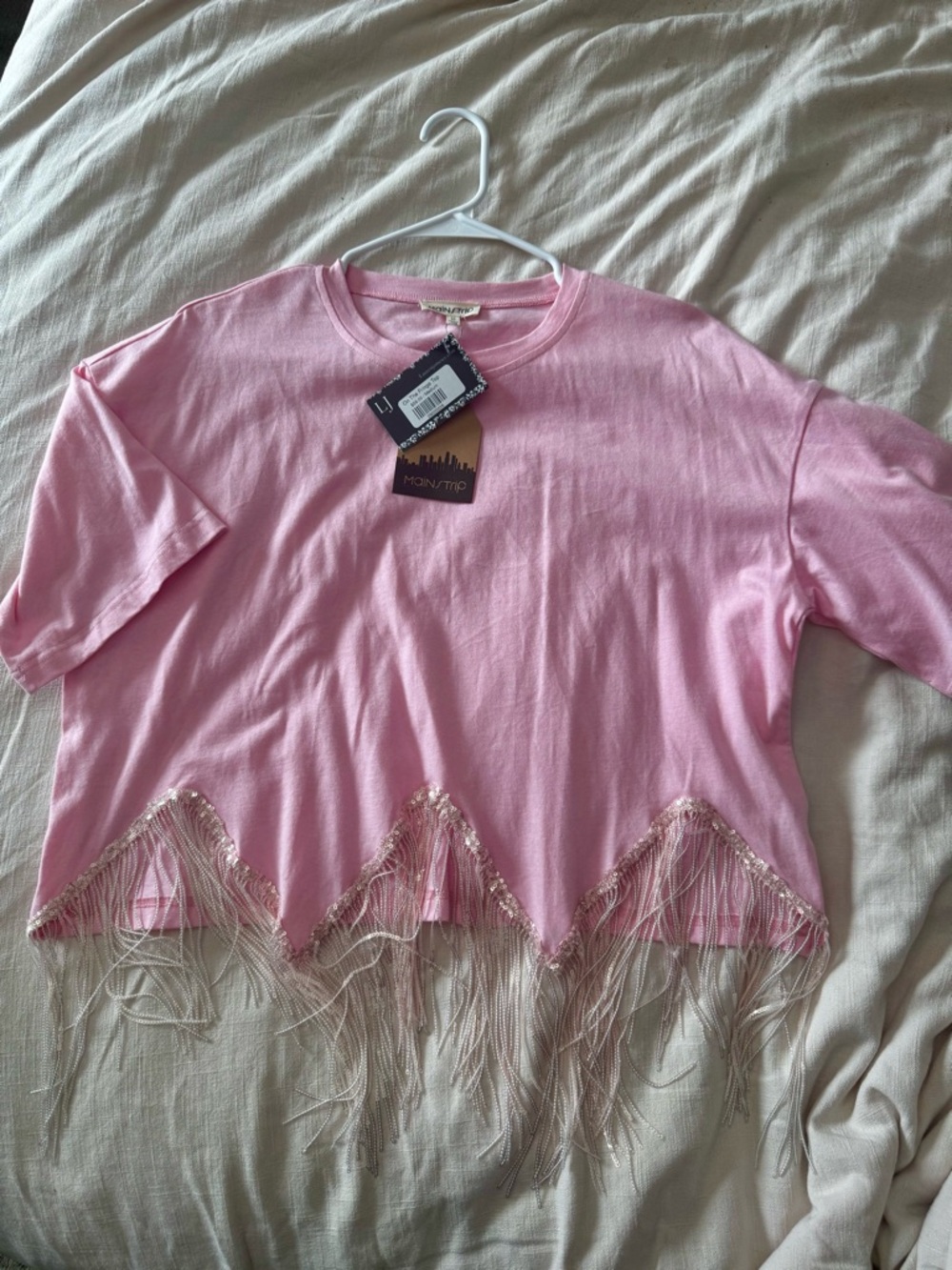 Lauren James Pink Fringe Top
